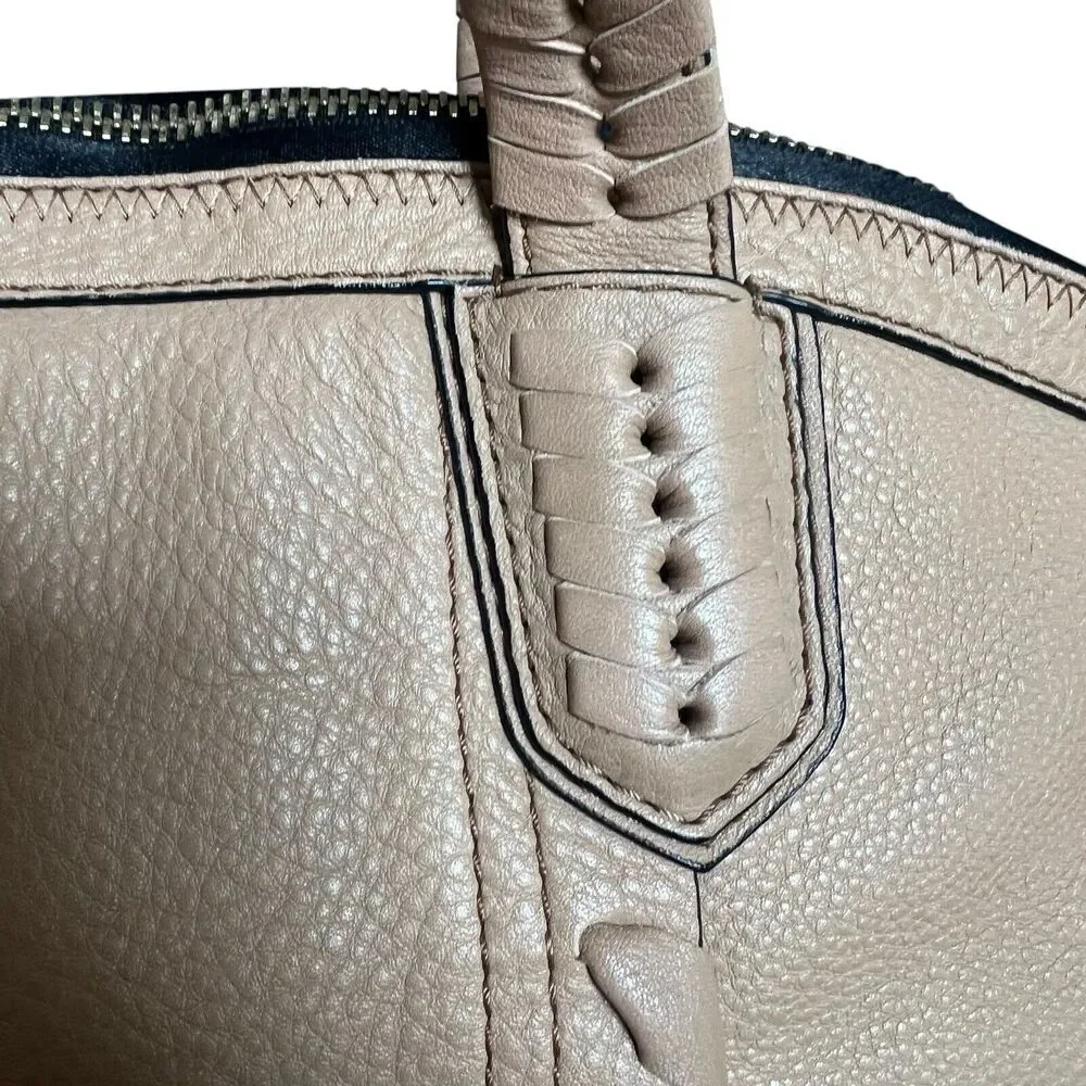 OrYany Tan Beige Cassie Pebbled Leather Satchel Bag Braided